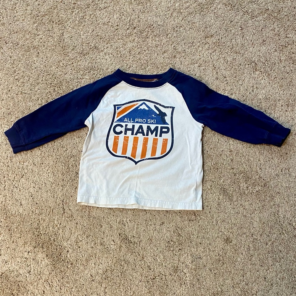 Carter's Blue and White Ski Champ Long Sleeve Tee